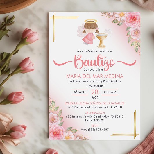 バウティゾインビタシオンカワイフラワーガールエンジェルバプテスマ 招待状