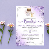 バウティゾインビタシオンキュートガールエンジェルフラワーズバプテスマ 招待状