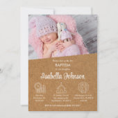 バウティゾインビタシオンキュート写真エレガントガールバプテスマ 招待状 (正面)