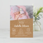 バウティゾインビタシオンキュート写真エレガントガールバプテスマ 招待状 (スタンド正面)