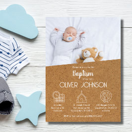 バウティゾインビタシオンキュート写真エレガント少年バプテスマ 招待状