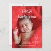 バウティゾインビタシオンキュート赤ちゃん女の子写真バプテスマ 招待状 (正面)