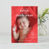 バウティゾインビタシオンキュート赤ちゃん女の子写真バプテスマ 招待状 (スタンド正面)