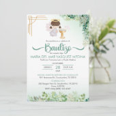 バウティゾインビタシオングリーンフラワーカトリックバプテスマ 招待状 (スタンド正面)