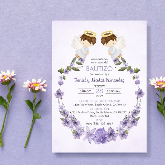 バウティゾインビタシオンツイン少年かわいい天使バプテスマ 招待状