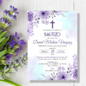 バウティゾインビタシオンバプテスマエレガントルパープルの花 招待状