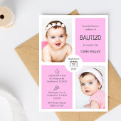 バウティゾインビタシオンベビーガールかわいいカトリックの洗礼 招待状