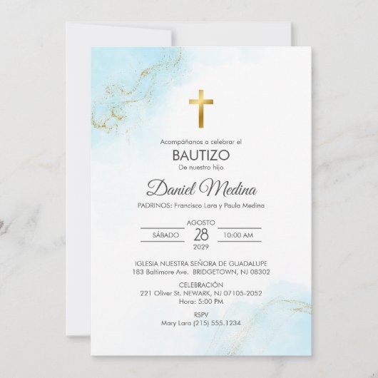 バウティゾインビタシオンミニマリスト宗教洗礼 招待状 (正面)