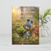 バウティゾインビタシオン男の赤ちゃんエレガント写真バプテスマ 招待状 (スタンド正面)