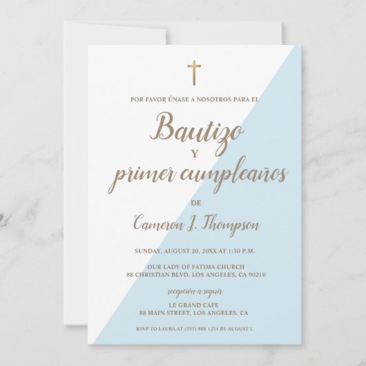 バウティゾイ・プライマーカンプレスペインのーニョスバプティスブルー 招待状 (正面)
