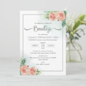 バウティゾスペインのインビタシオンピンクの花バプテスマ 招待状 (スタンド正面)