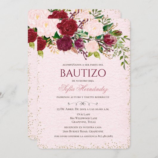 バウティゾニーナインビタシオネデバウティゾニーナバプテスマ 招待状 (正面/裏面)