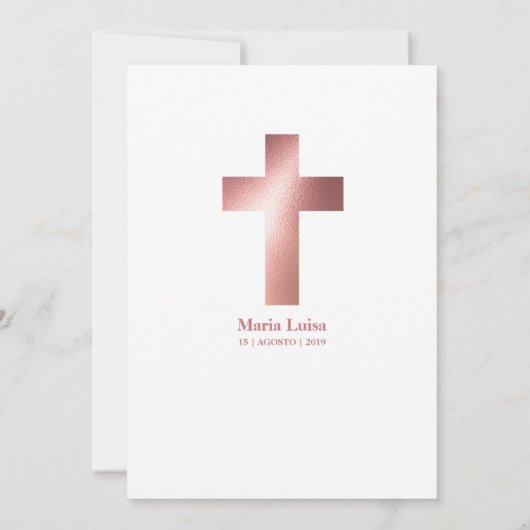 バウティゾバプテスマスペインのス語フェイクバラ金ゴールド 招待状 (裏面)