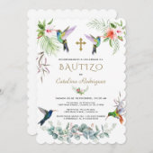 バウティゾピスペインのックフラワーハミングバードガール 招待状 (正面/裏面)