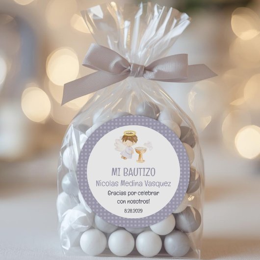 バウティゾボーイエンジェルかわいいバプテスマ《キリスト教》洗礼式や命名式の好意 ラウンドシール