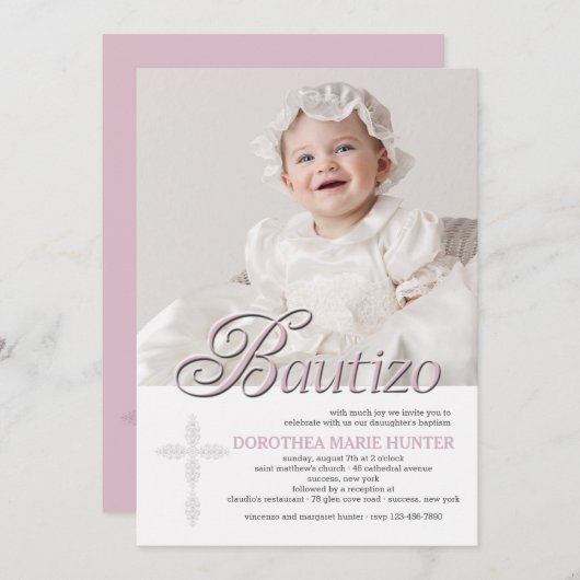 バウティゾワーピンクフォト招待状 招待状 (正面/裏面)