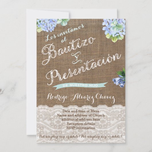 バウティゾ・イ・プレゼンタシオン,バウティスモ,ニーニョ 招待状 (正面)