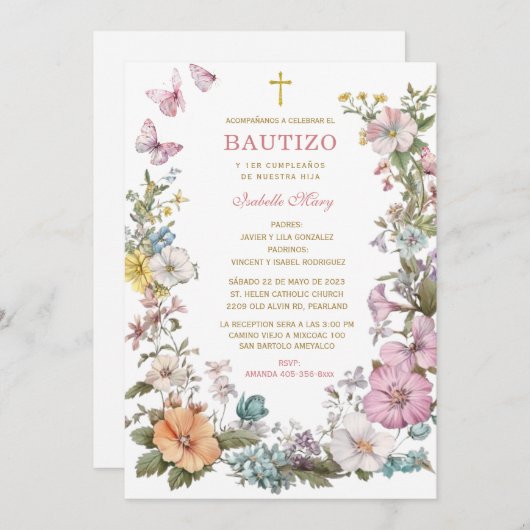 バウティゾYプライマーアニトデヌエストロヒジャ 招待状 (正面/裏面)