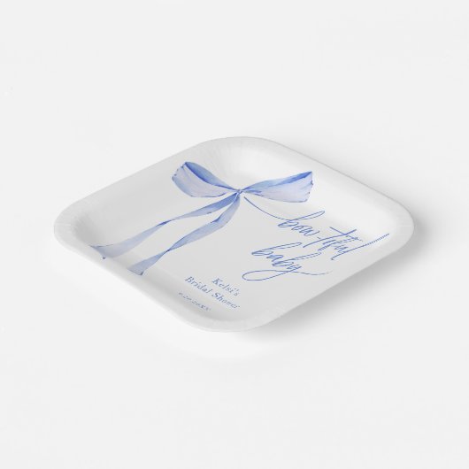 バウティフィアウォーターカラーパステルブルーベビーシャワー ペーパープレート (傾斜あり)