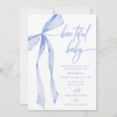 バウティフィアウォーターカラーパステルブルーベビーシャワー 招待状 (正面)