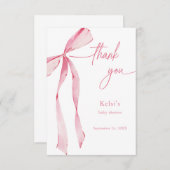 バウティフウォーター色赤面ピンクベビーシャワー サンキューカード (正面/裏面)