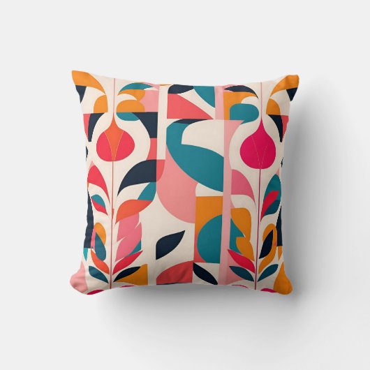 バウハはっきりしたウス花模様:幾何鮮やかデザイン クッション (正面)