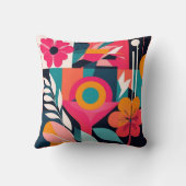 バウハはっきりしたウス花模様:幾何鮮やかデザイン クッション (裏面)