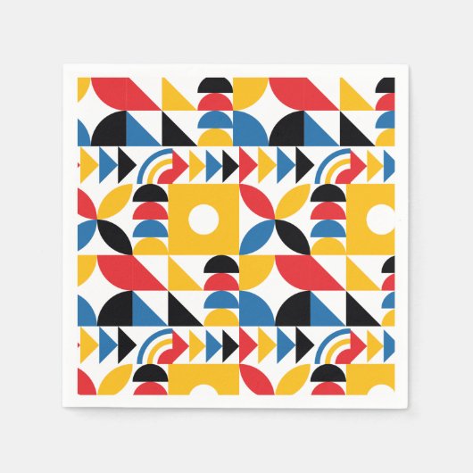 バウハインスパイアスコンテンポラリーミッド・センチュリー スタンダードカクテルナプキン (正面)