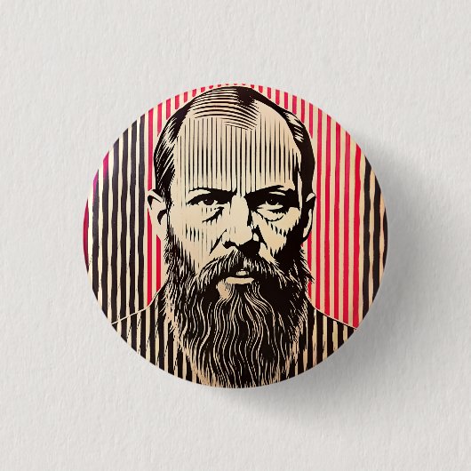 バウハウスのドストエフスキー光学錯覚スタイル 缶バッジ (正面)