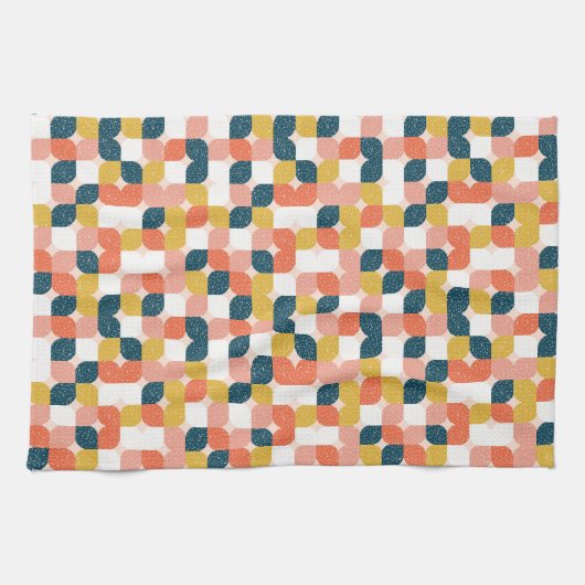 バウハウスのレトロの幾何学的なパターン キッチンタオル (横)