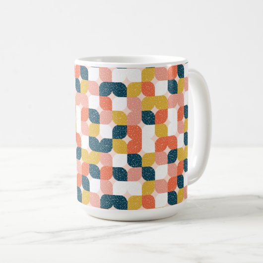 バウハウスのレトロの幾何学的なパターン コーヒーマグカップ (正面右)