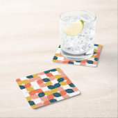 バウハウスのレトロの幾何学的なパターン スクエアペーパーコースター (インサイチュ)