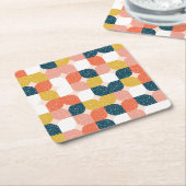 バウハウスのレトロの幾何学的なパターン スクエアペーパーコースター (アングル)