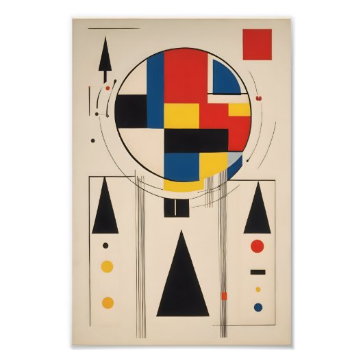 バウハウスインスパイア幾何ミニマリストアート フォトプリント            (正面)