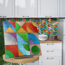 バウハウスウォーターカラー幾何学抽象芸術N1 タイル