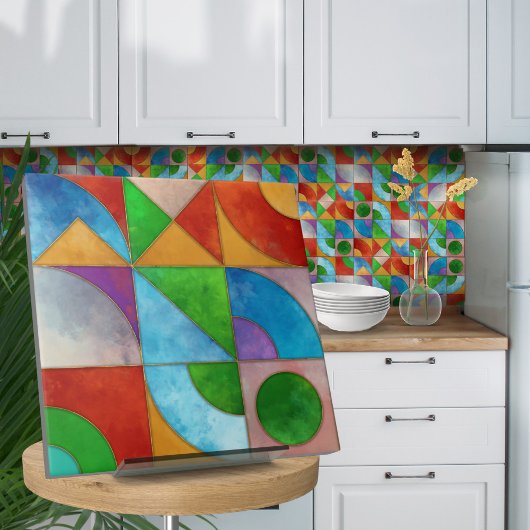 バウハウスウォーターカラー幾何学抽象芸術N1 タイル