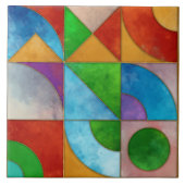 バウハウスウォーターカラー幾何学抽象芸術N1 タイル (正面)