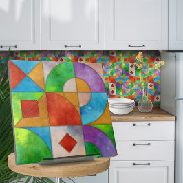 バウハウスウォーターカラー幾何学抽象芸術N2 タイル