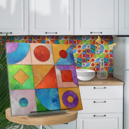 バウハウスウォーターカラー幾何学抽象芸術N3 タイル