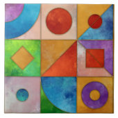 バウハウスウォーターカラー幾何学抽象芸術N3 タイル (正面)