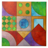 バウハウスウォーターカラー幾何学抽象芸術N4 タイル (正面)