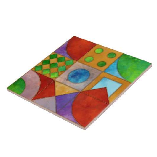 バウハウスウォーターカラー幾何学抽象芸術N4 タイル (側面)