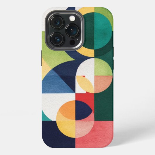 バウハウスウォーターカラー – 幾何グリーンフォンケース iPhoneケース (裏面)