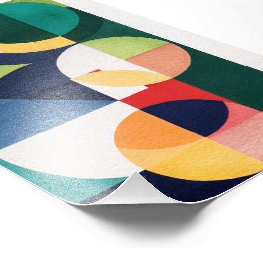 バウハウスウォーターカラー – 幾何学的グリーンポスター フォトプリント (角)