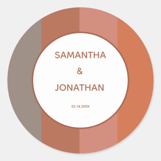バウハウスカストライプのスタムウェディングラウンドステッカー ラウンドシール (正面)