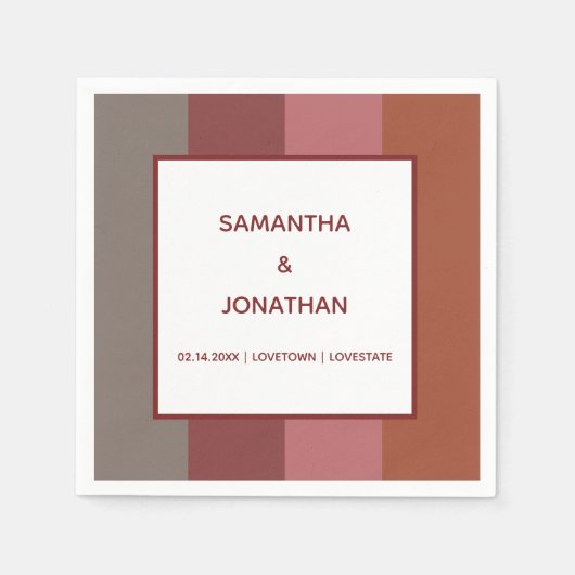 バウハウスカストライプのスタムウェディング紙ナプキンス スタンダードカクテルナプキン (正面)