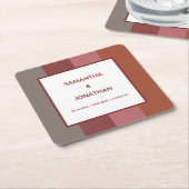 バウハウスカストライプのスタムウェディング スクエアペーパーコースター (アングル)