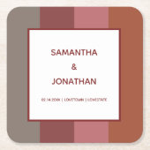 バウハウスカストライプのスタムウェディング スクエアペーパーコースター (正面)