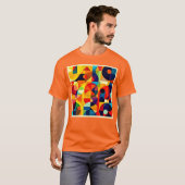 バウハウスカラージオメトリデザイン Tシャツ (正面フル)