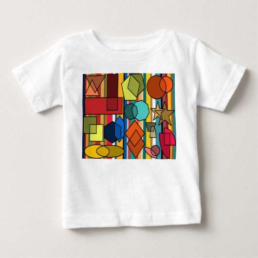 バウハウスシェイプとライン ベビーTシャツ (正面)